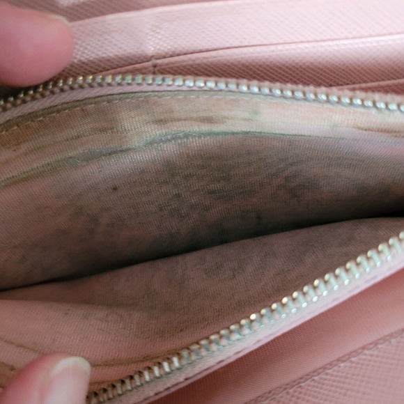 PRADA Saffiano Fiocco Orchidea Wallet Clutch Large Light Pink Envelope Bow Fair - Picture 7 of 15